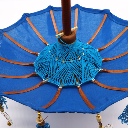 Mini Parasol Décoratif Bali Coton Bleu – 40 cm