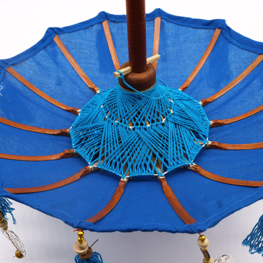 Mini Parasol Décoratif Bali Coton Bleu – 40 cm