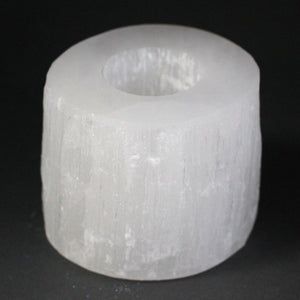 Bougeoir Cylindre en Sélénite – 8 cm