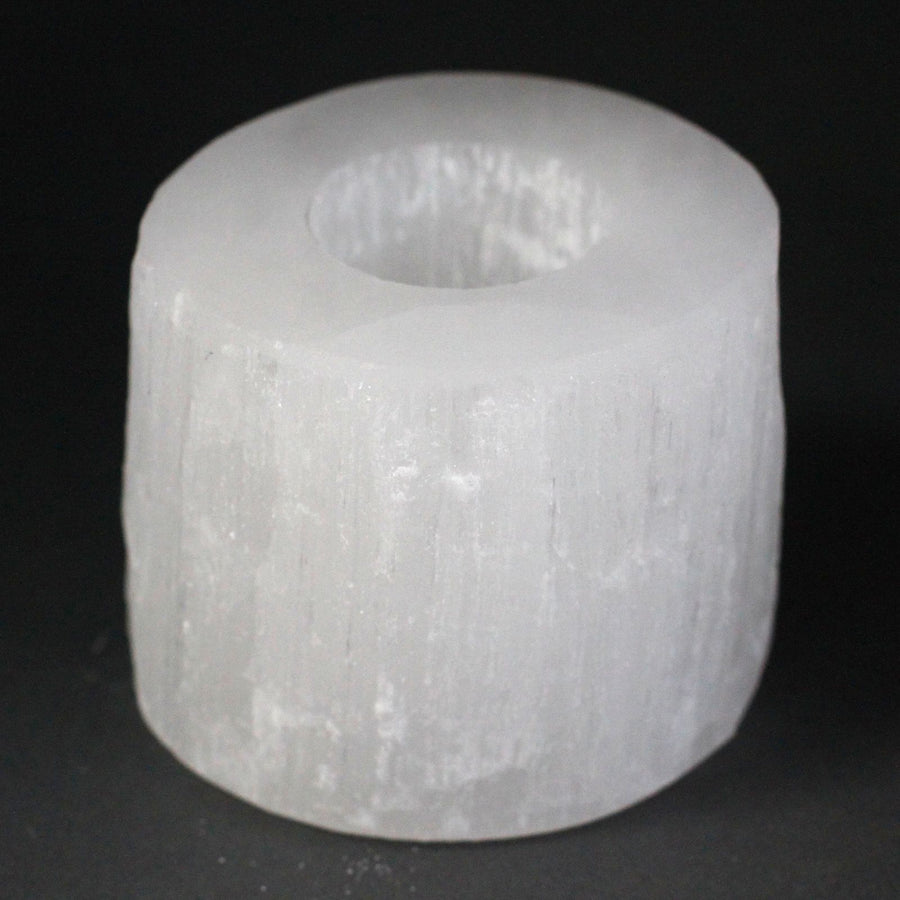 Bougeoir Cylindre en Sélénite – 8 cm