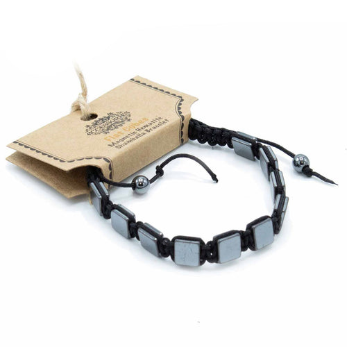 Bracelet Shamballa Magnétique en Hématite – Cubes Plats