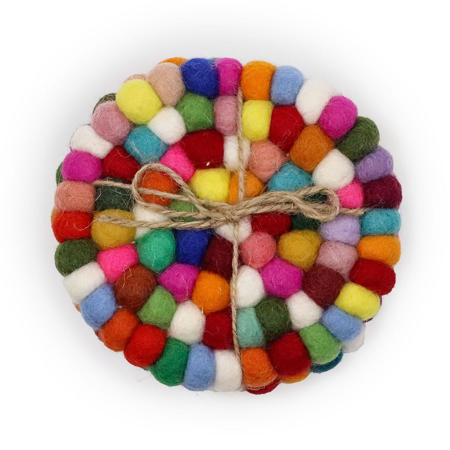 Dessous de Verre Ronds en Perles de Feutre – Multicolore (lot de 4)