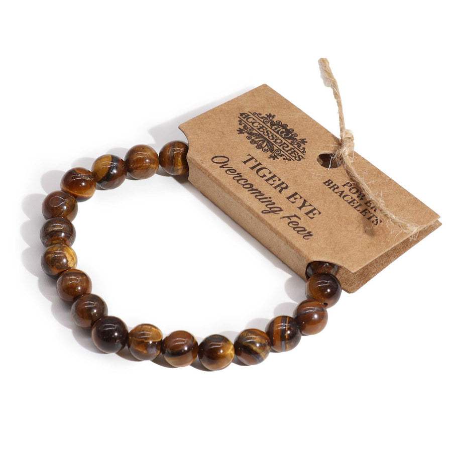 Bracelet en Œil de Tigre – Perles 8 mm sur Élastique