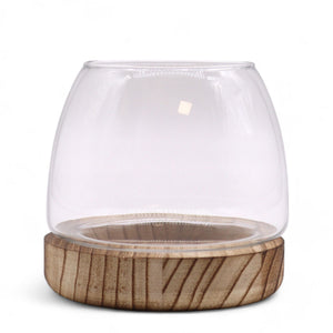 Terrarium en Verre sur Socle en Bois – 13 x 13 cm