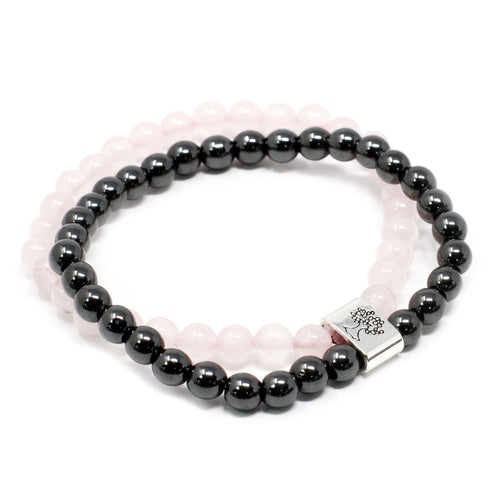 Bracelet Magnétique en Pierres Naturelles – Quartz Rose