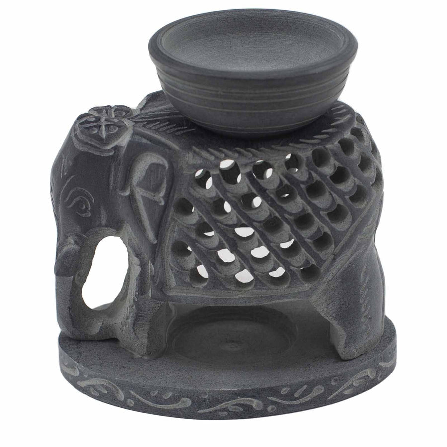 Brûle-Parfum en Stéatite 10,5 cm – Éléphant Debout