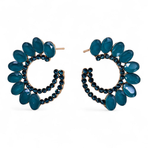 Boucles d'Oreilles Verre Vintage Vert Canard – Anneau