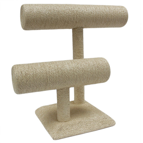 Présentoir en Rattan Naturel pour Bracelets – Forme T Crème