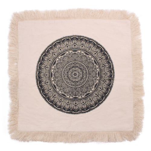 Housse de Coussin Mandala Traditionnel 60x60 cm – Noir