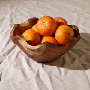 Coupe à Fruits Lisse en Bois de Teck - 21 x 9 cm