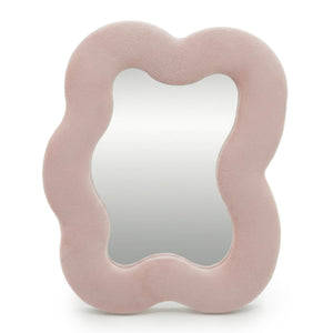 Miroir en Velours Galet Carré – Rose Poudré (22,5 x 27 cm)