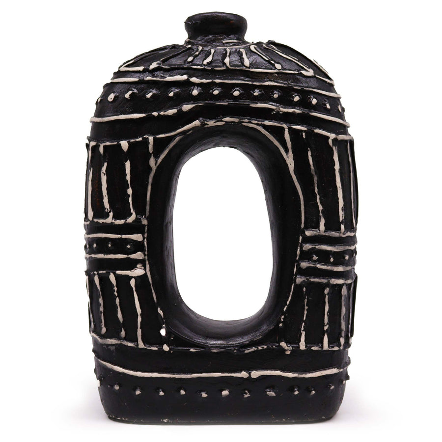 Vase Ovale Forme Donut en Céramique - Chocolat 30 cm