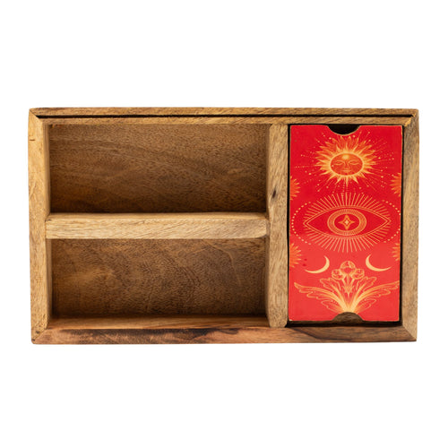 Boîte à Tarot Trois Compartiments avec Porte-Cartes