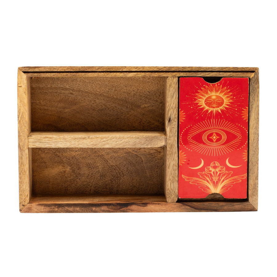 Boîte à Tarot Trois Compartiments avec Porte-Cartes