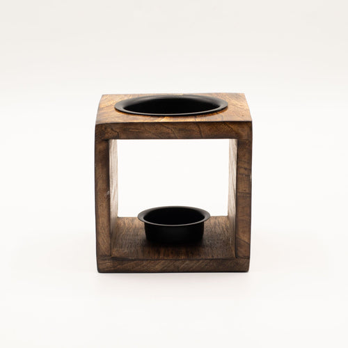Brûle-Parfum Carré en Bois de Manguier - Main de Fatma