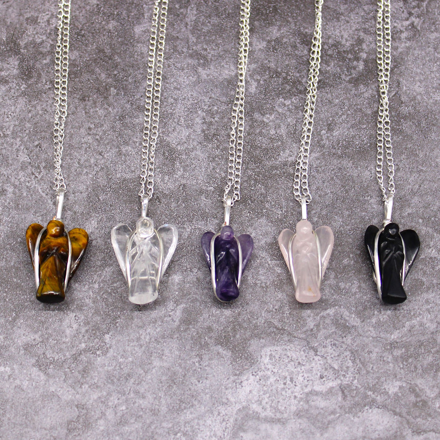Pendentif Ange Gardien en Pierre – Cristal de Roche