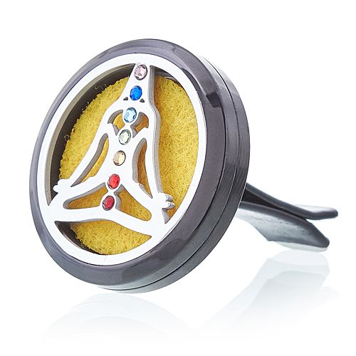Kit Diffuseur de Voiture Aromathérapie – Chakra Yoga en Étain 30 mm