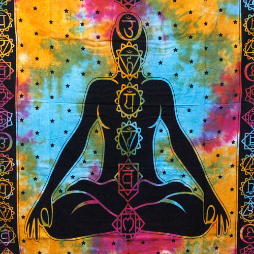 Tenture Murale & Couvre-lit Coton – Bouddha 7 Chakras 230 x 200 cm