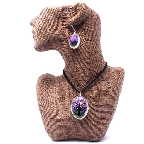 Collier Fleurs Pressées – Arbre de Vie – Lavande