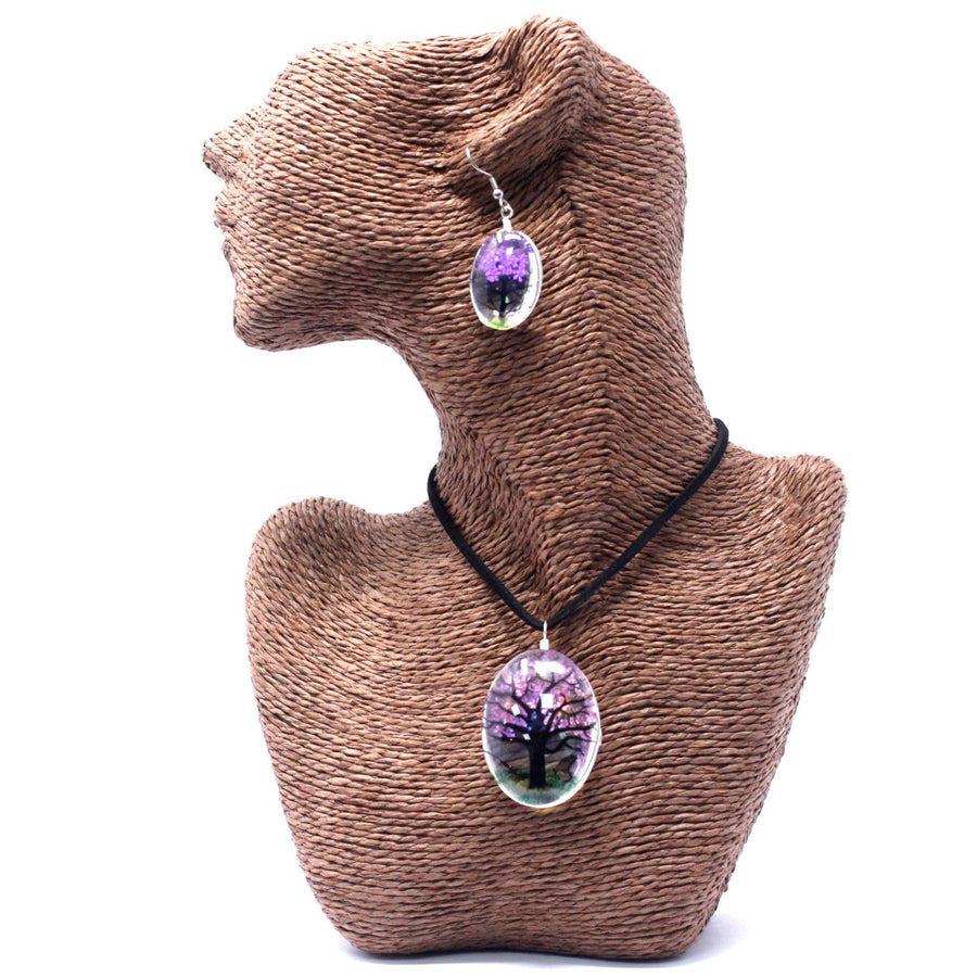Collier Fleurs Pressées – Arbre de Vie – Lavande