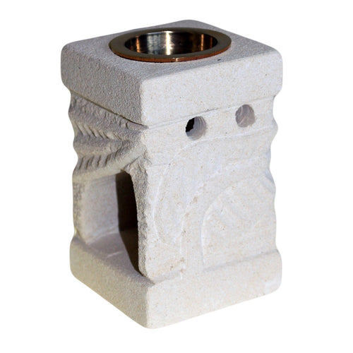 Brûle-Parfum en Grès Sculpté – Feuille Ciselée