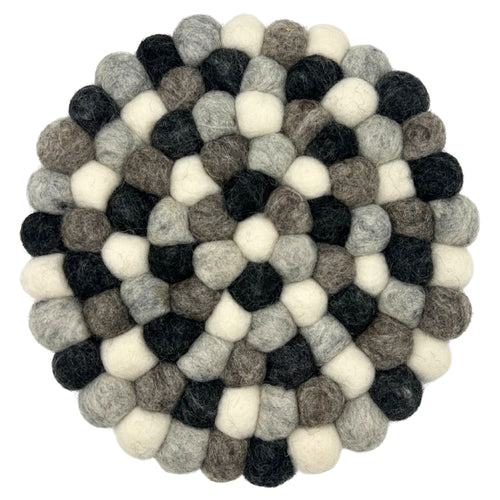 Set de Table Rond en Perles de Feutre – Gris Multicolore 20 cm