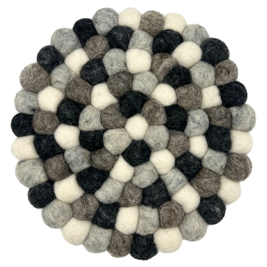 Set de Table Rond en Perles de Feutre – Gris Multicolore 20 cm