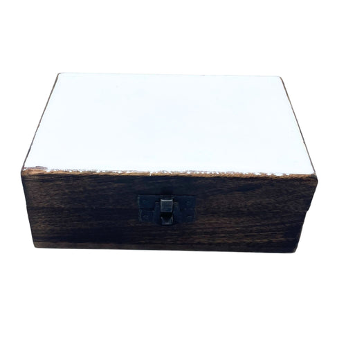 Boîte en Bois Émaillé 15x10x6 cm – Blanc
