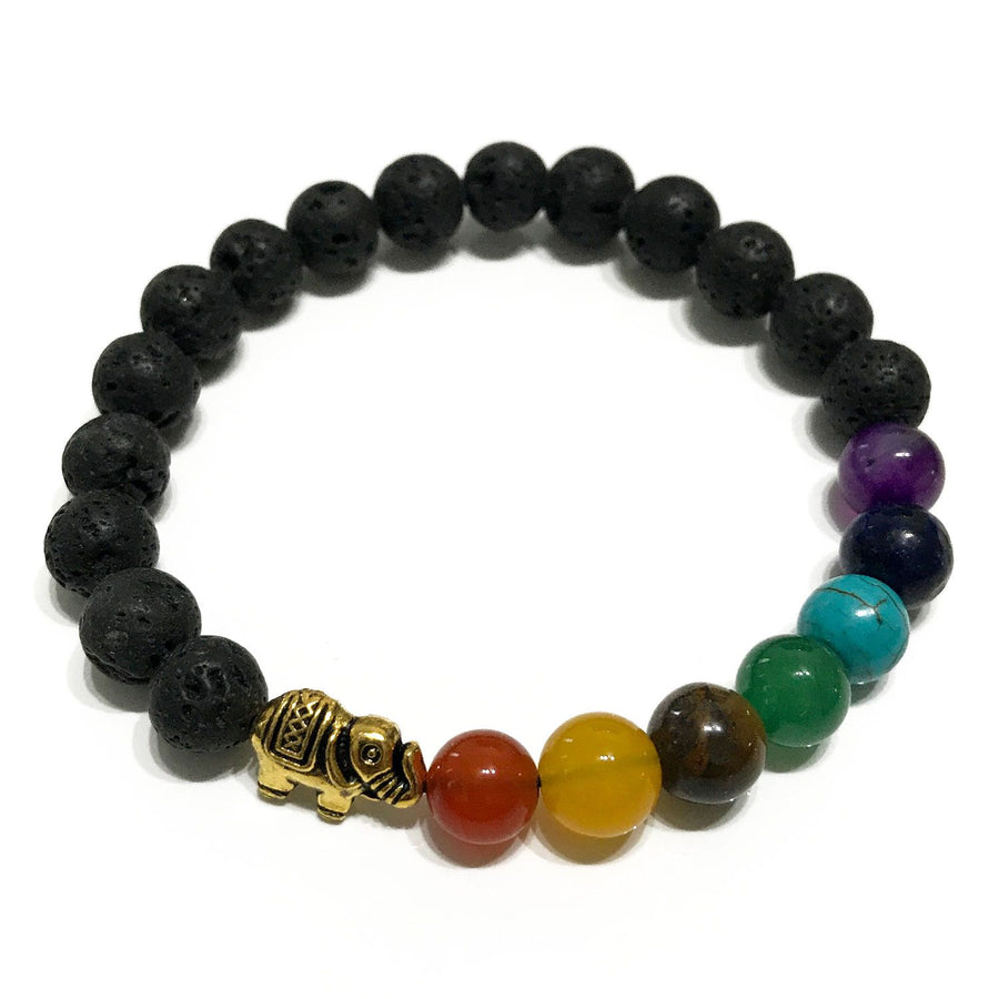 Bracelet en Pierre de Lave – Éléphant Chakra