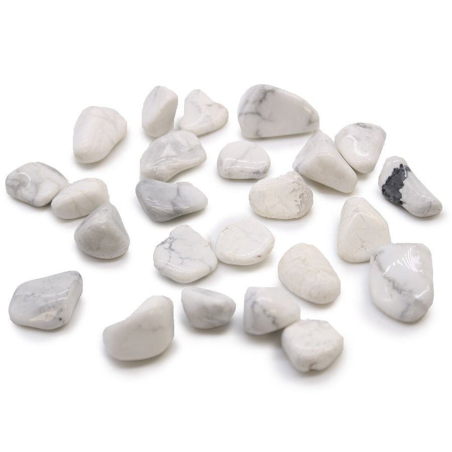 Sachet de 24 petites pierres roulées en Howlite blanche (Magnésite)