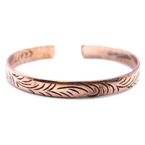 Bracelet Tibétain Fin en Cuivre – Motif Spirales Tribales