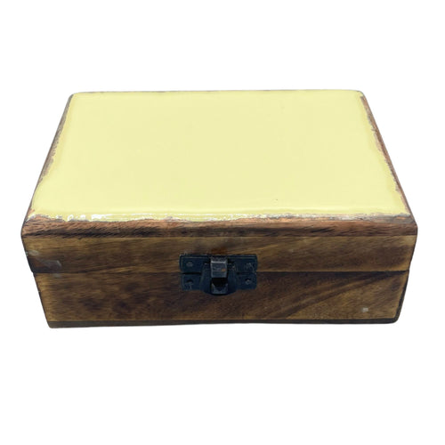 Boîte en Bois Émaillé 15x10x6 cm – Gris Béton