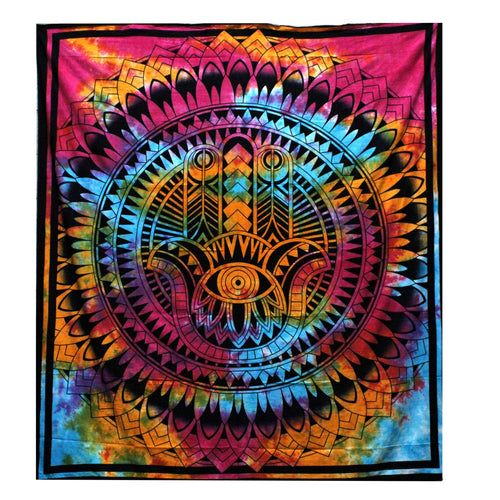 Tenture Murale & Couvre-lit Coton Main de Fatma (Hamsa) – Grand Format 230 x 200 cm