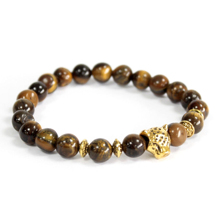 Bracelet en Œil de Tigre – Breloque Tigre Doré