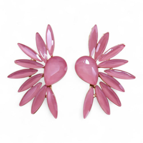 Boucles d'Oreilles Verre Vintage Rose Poudré – Ailes d'Ange