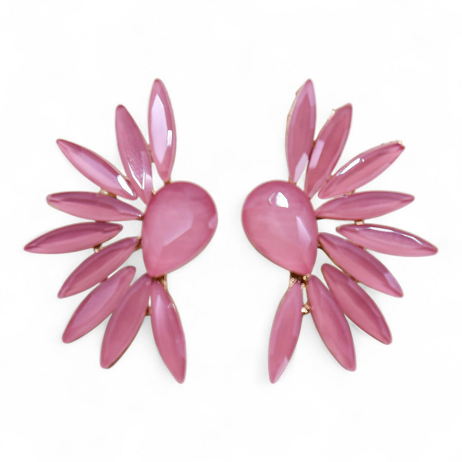 Boucles d'Oreilles Verre Vintage Rose Poudré – Ailes d'Ange