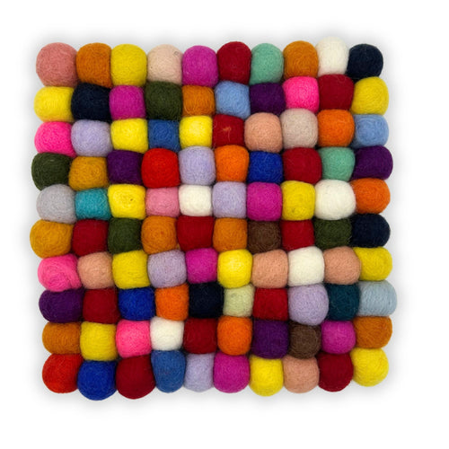 Set de Table Carré en Perles de Feutre – Multicolore 20 cm
