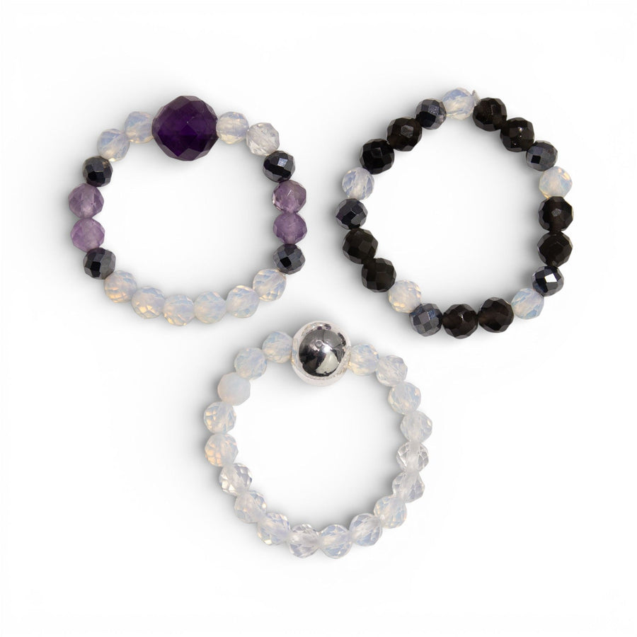 Set de Bagues en Pierres Gemmes – Pleine Lune