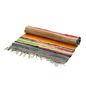 Tapis Chindi en Coton Multicolore Arc-en-Ciel – 50 x 90 cm