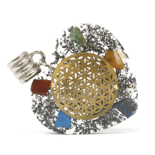 Pendentif Orgonite - Cœur 7 Chakras