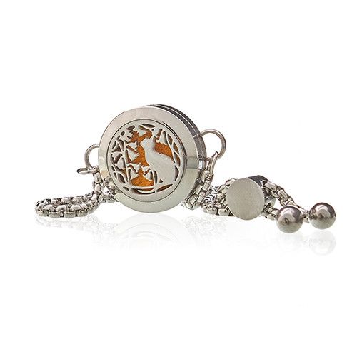Bracelet Diffuseur d'Aromathérapie - Chat et Fleurs - 20 mm