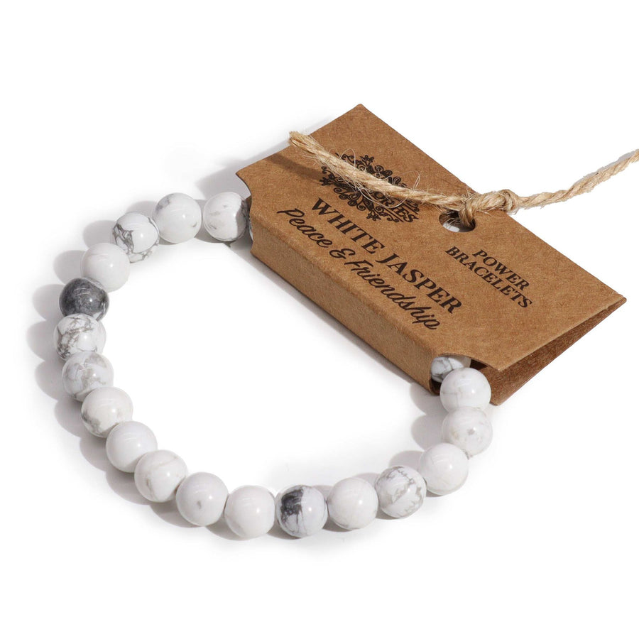 Bracelet en Jaspe Blanc – Perles 8 mm sur Élastique