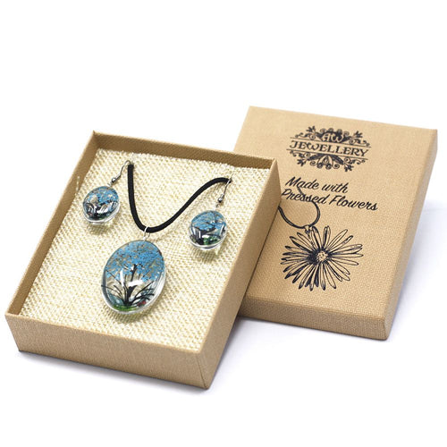 Parure Bijoux Fleurs Séchées « Arbre de Vie » – Turquoise