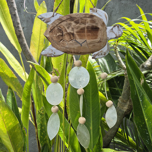 Carillon à Vent Tortue Patinée & Capiz Naturel