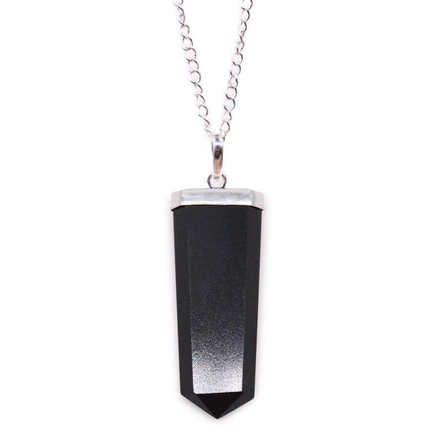Pendentif Pointe de Pierre Crayon Plat – Agate Noire