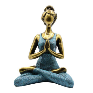 Statuette Yoga en Résine 24 cm – Bronze & Turquoise