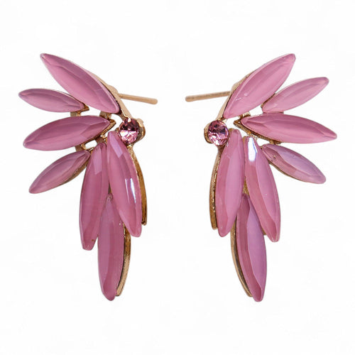 Boucles d'Oreilles Verre Vintage Rose Poudré – Fées
