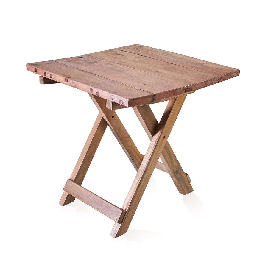 Table Basse Pliante Carrée en Teck Recyclé – 50 x 50 cm
