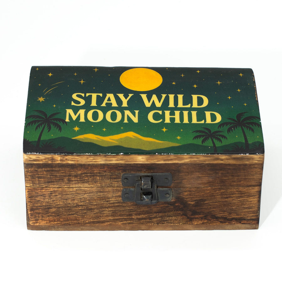 Boîte en Manguier Émaillée M – Esprit Sauvage, Enfant de Lune