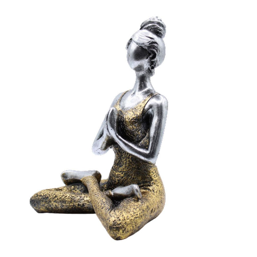 Statuette Yoga en Résine 24 cm – Argent & Or